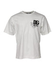 Dolce & Gabbana White Cotton DG Embroidery Round Neck T-shirt