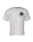 Dolce & Gabbana White Cotton DG Embroidery Round Neck T-shirt