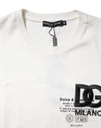Dolce & Gabbana White Cotton DG Embroidery Round Neck T-shirt