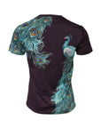Dolce & Gabbana Black Cotton Peacock Print Round Neck T-shirt