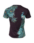Dolce & Gabbana Black Cotton Peacock Print Round Neck T-shirt