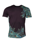 Dolce & Gabbana Black Cotton Peacock Print Round Neck T-shirt