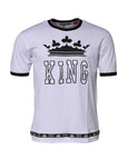 Dolce & Gabbana White Cotton Crown King Embroidery T-shirt