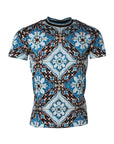 Dolce & Gabbana Blue Cotton Majolica Print Round Neck T-shirt