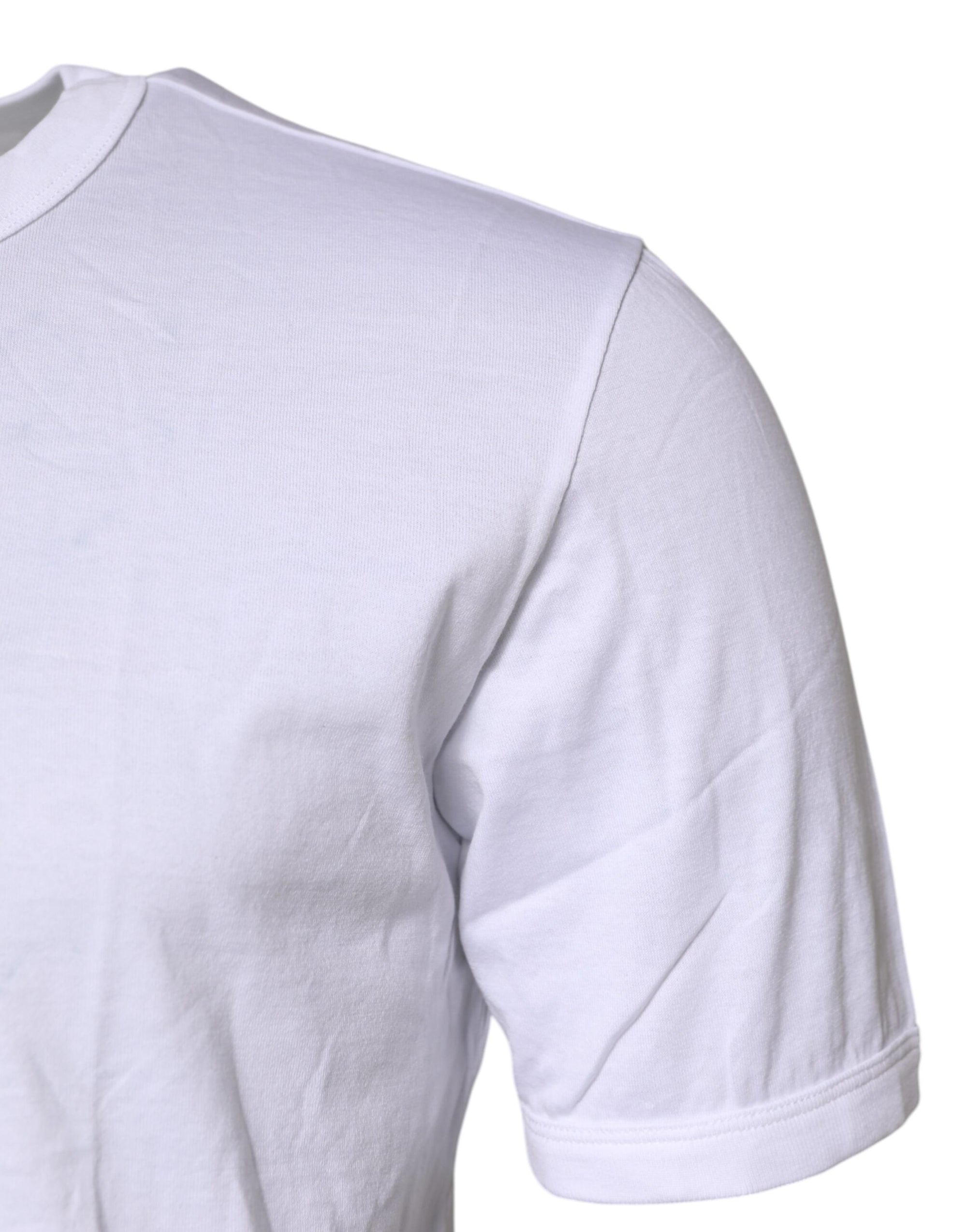 Dolce & Gabbana White Cotton Embroidered Round Neck T-shirt
