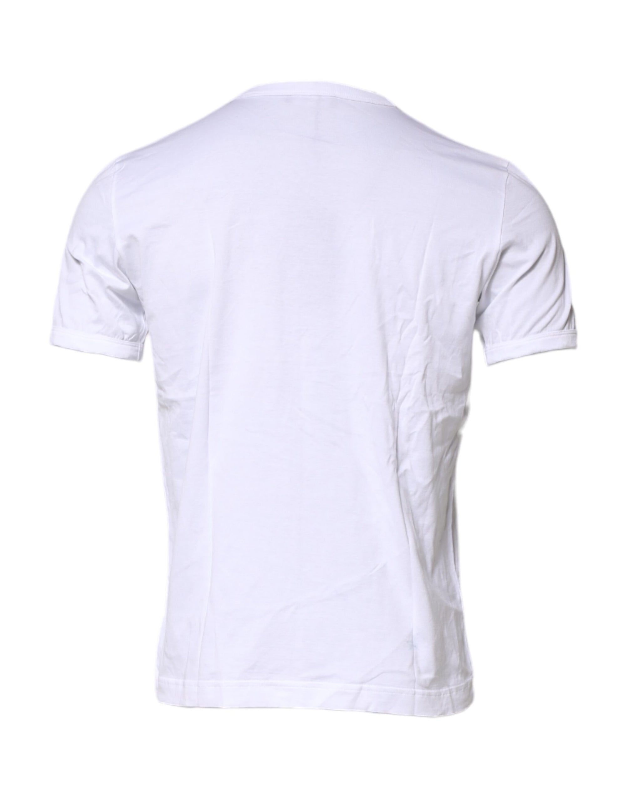 Dolce & Gabbana White Cotton Embroidered Round Neck T-shirt