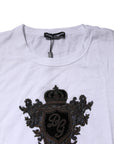 Dolce & Gabbana White Cotton Embroidered Round Neck T-shirt