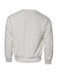 Dolce & Gabbana White Cotton Fleece Crew Neck Sweater