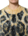 Dolce & Gabbana Multicolor Leopard Mohair Crew Neck Sweater