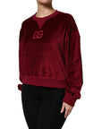 Dolce & Gabbana Red Cotton Velvet Crew Neck Pullover Sweater