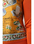 Dolce & Gabbana Orange Cannoli Sicilian Silk Crew Neck Top