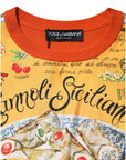 Dolce & Gabbana Orange Cannoli Sicilian Silk Crew Neck Top