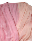Dolce & Gabbana Pink Plunging V-neck Long Sleeves Blouse Top