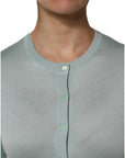 Dolce & Gabbana Light Green Silk Button Down Cardigan Sweater
