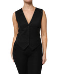 Dolce & Gabbana Black Wool Sleeveless Vest Waistcoat Top