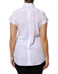 Dolce & Gabbana White Cotton Short Sleeves Collared Polo Top