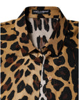 Dolce & Gabbana Brown Leopard Short Sleeve Collared Polo Top
