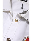 Dolce & Gabbana White Cotton Floral Embellished Shirt Top