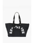 Off-White Perforated Fabric Tote bag with Leather Details