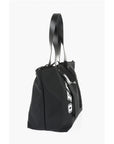 Off-White Perforated Fabric Tote bag with Leather Details