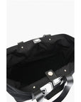 Off-White Perforated Fabric Tote bag with Leather Details