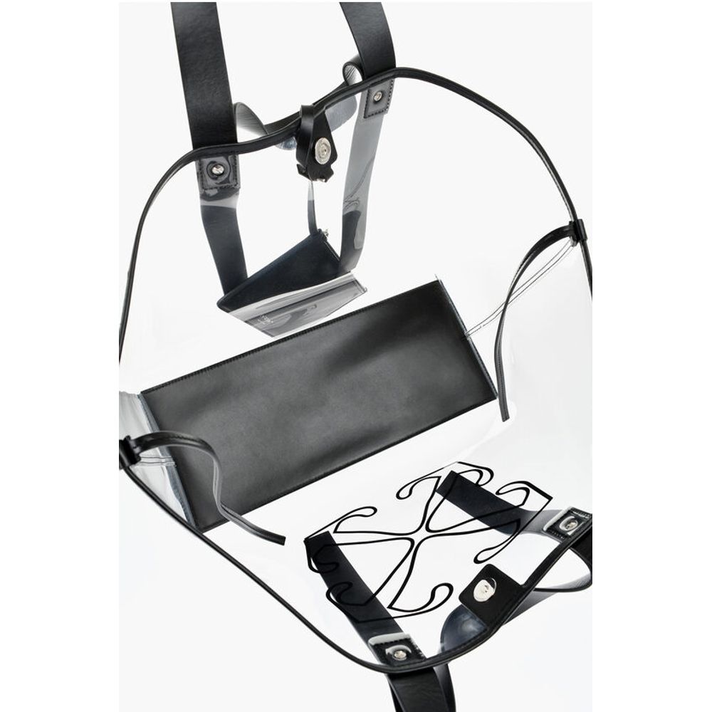 Off-White See-Through Pvc Tote Bag with Leather Details