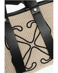 Off-White Raffia Tote Bag with Leather Details
