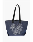Chloé SEE BY Denim Tote Bag with Embossed Embroidery