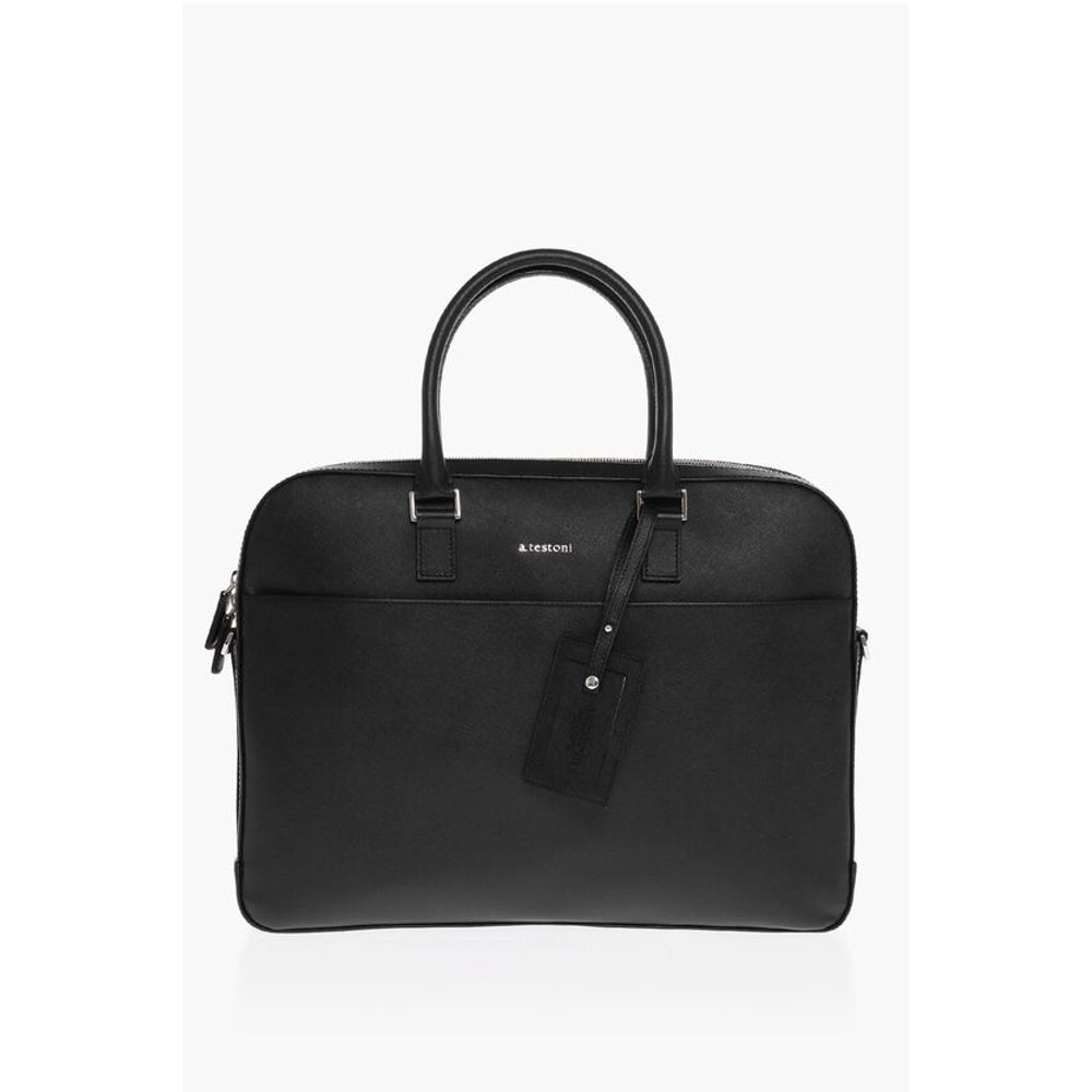 Testoni Saffiano Leather Bag with Double Handle