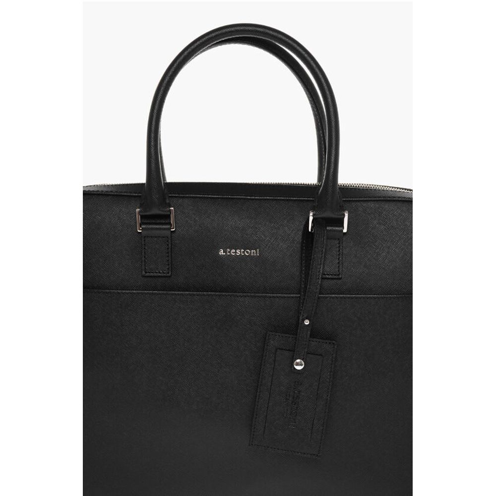 Testoni Saffiano Leather Bag with Double Handle