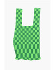 Last Frame Two-Tone Checked Knitted Tote Bag
