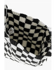 Last Frame Knitted Checked Mini Tote Bag with Faux Leather Shoulder Str