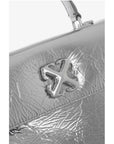Off-White Metallic Leather Handbag with Removable Shoulder Strap