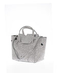 Off-White Marble Effect Leather BURROW Tote Bag