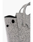 Off-White Marble Effect Leather BURROW Tote Bag