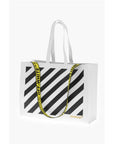 Off-White Leather DIAG HYBRID Tote Bag with Removable Shoulder Strap