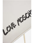 Moschino LOVE Solid Color Handbag with Printed Logo and Removable Cha