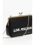 Moschino LOVE Solid Color Handbag with Printed Logo and Removable Cha