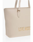 Moschino LOVE Faux Leather Tote Bag with Golden Embossed Maxi Logo
