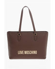 Moschino LOVE Faux Leather Tote Bag with Golden Embossed Maxi Logo