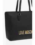 Moschino LOVE Faux Leather Tote Bag with Golden Embossed Maxi Logo