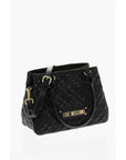Moschino LOVE Quilted Faux Leather Hand Bag with Embossed Logos
