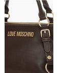 Moschino LOVE Faux Leather Hande Bag With Golden Logo