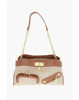 Moschino LOVE Braided Fabric Handle Bag with Crocodile Effect Faux Le