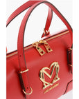 Moschino LOVE Faux Leather Handbag with Metal Golden Logo
