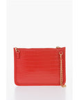 Moschino LOVE Crocodile Effect Faux Leather Clutch with Golden Logo