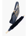 Moschino LOVE Solid Color bag with Removable Faux Fur Handle