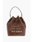 Moschino LOVE Crocodile Effect Faux Leather Bucket Bag with Maxi Logo