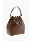 Moschino LOVE Crocodile Effect Faux Leather Bucket Bag with Maxi Logo