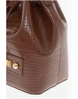 Moschino LOVE Crocodile Effect Faux Leather Bucket Bag with Maxi Logo